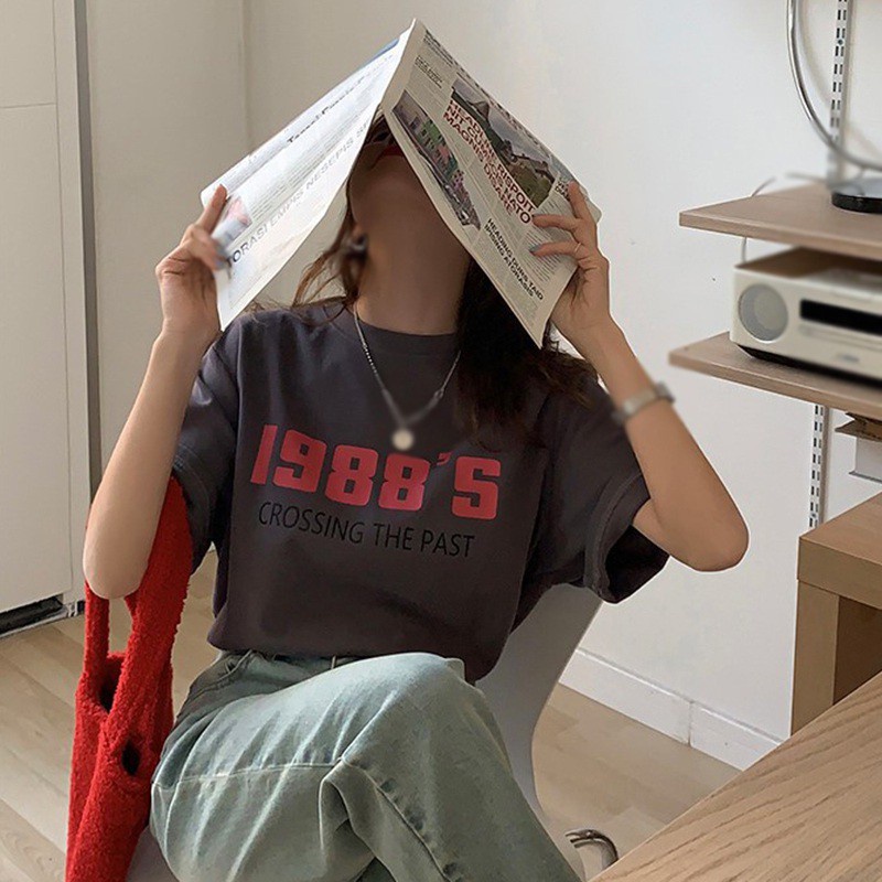 Áo Thun Nữ Ngắn Tay In Chữ Thời Trang Hàn Quốc