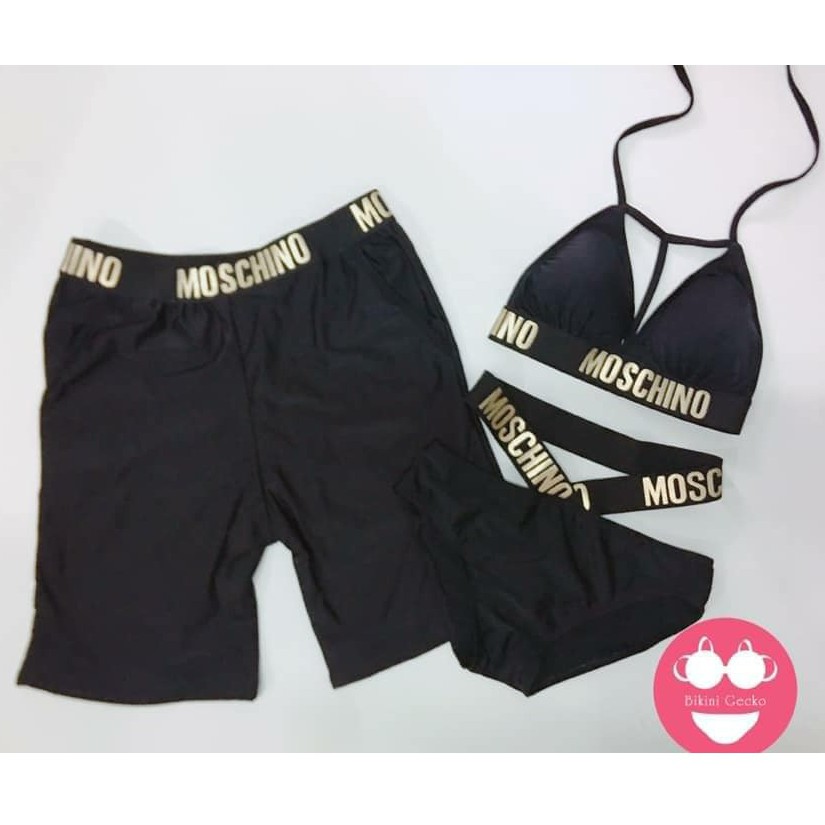 Bikini 2 mảnh dây trang trí Moschino, đồ đôi nam nữ đi biển thun co giãn Bikini191