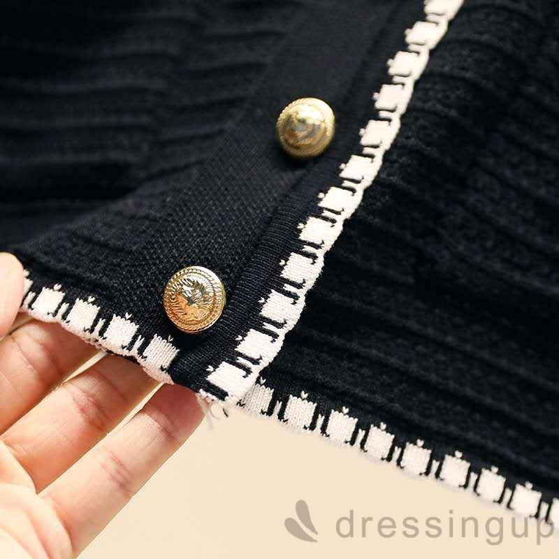 Áo Dệt Kim Tay Dài Dáng Rộng Phối Túi Thiết Kế Thanh Lịch Cho Nữ