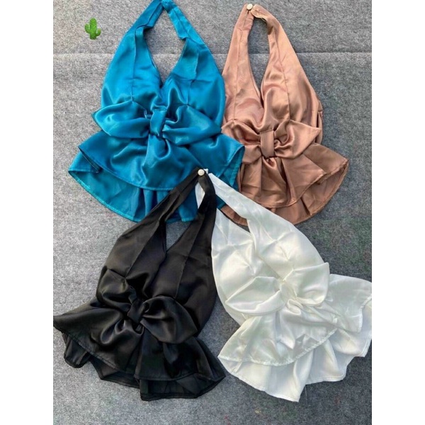 Áo phi lụa hở lưng cổ gài sexy (Có sẵn mod )