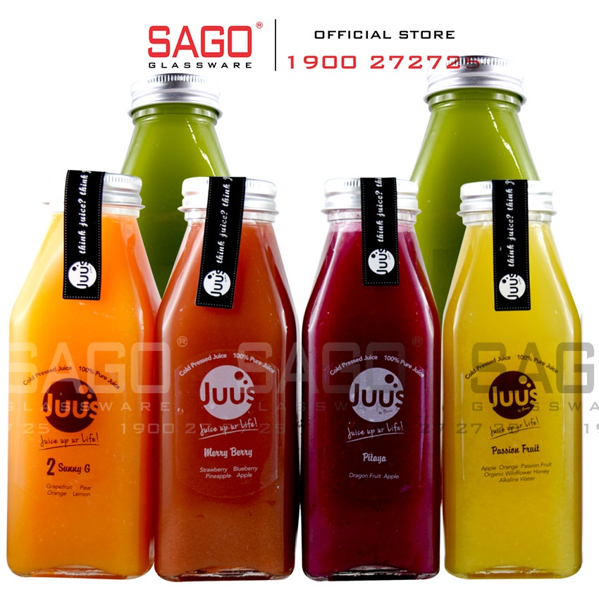 Combo 05 chai vuông 350ml Nắp Nhôm Bạc