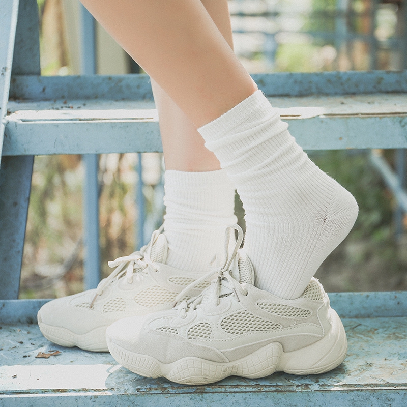 Vớ cotton màu trơn mỏng màu trơn phong cách retro cho nữ