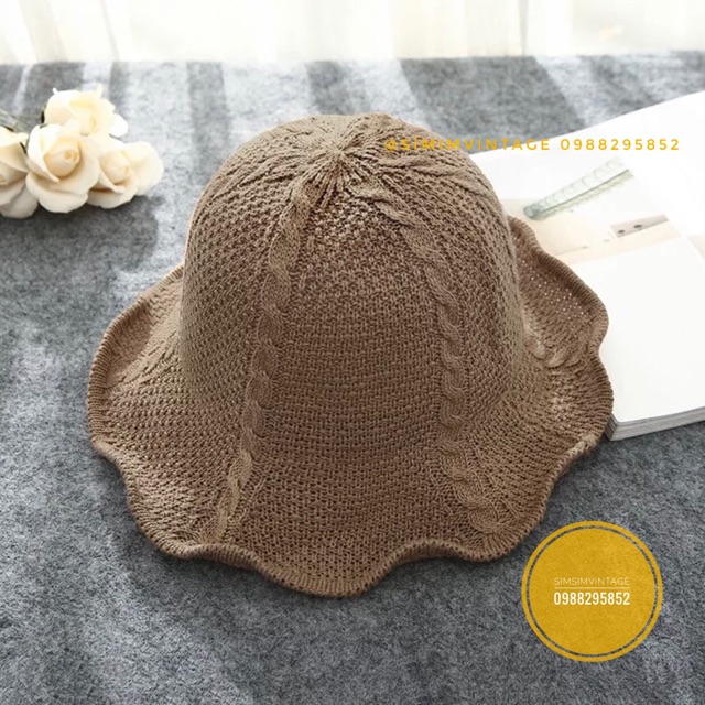MŨ BUCKET nồi vải len dạ Meo shop - mũ len vành kẽm uốn được đi du lịch đi biển tiểu thư