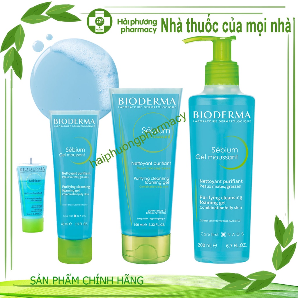 Gel rửa mặt tạo bọt, không chứa xà phòng Bioderma Sebium Gel Moussant