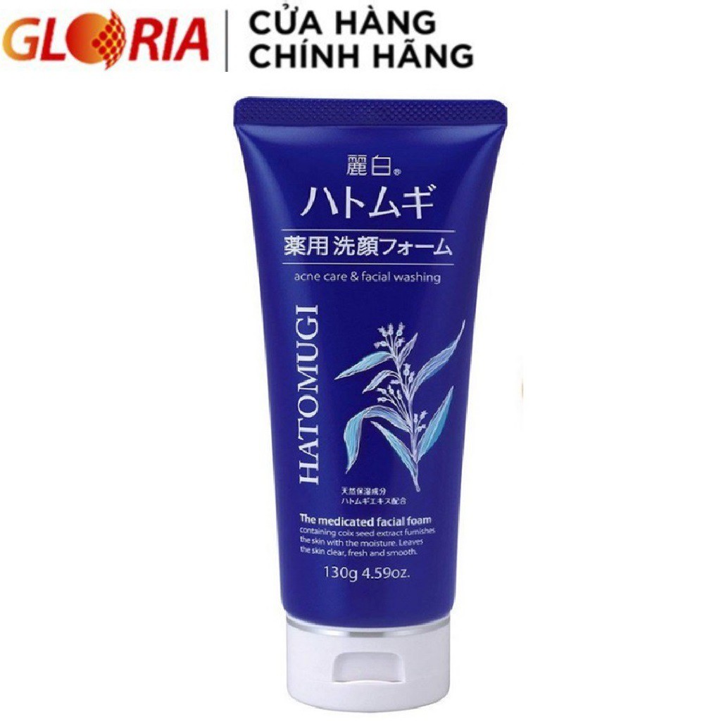 Sữa Rửa Mặt Ngừa Mụn, Sáng Da Reihaku Hatomugi Acne Care & Facial Washing Foam 130g - Chai Xanh