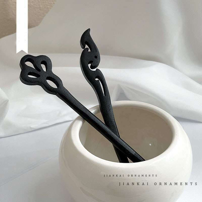 Trâm Cài Tóc Bằng Gỗ Mun Làm Thủ Công Phong Cách Retro Đơn Giản Cho Nữ