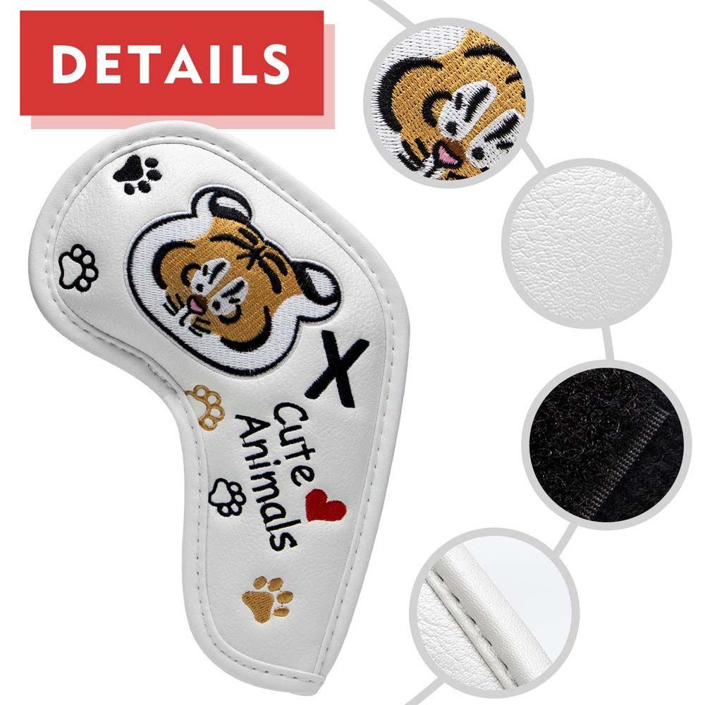 QUINTON Sports Head Cover Cute Animal Design Golf Club Cover Golf Iron Headcover Wedge Cover With Number Design 4-9 ASPX Protective Cover Golf Training Equipment Golf Putter Golf Headcovers/Multicolor