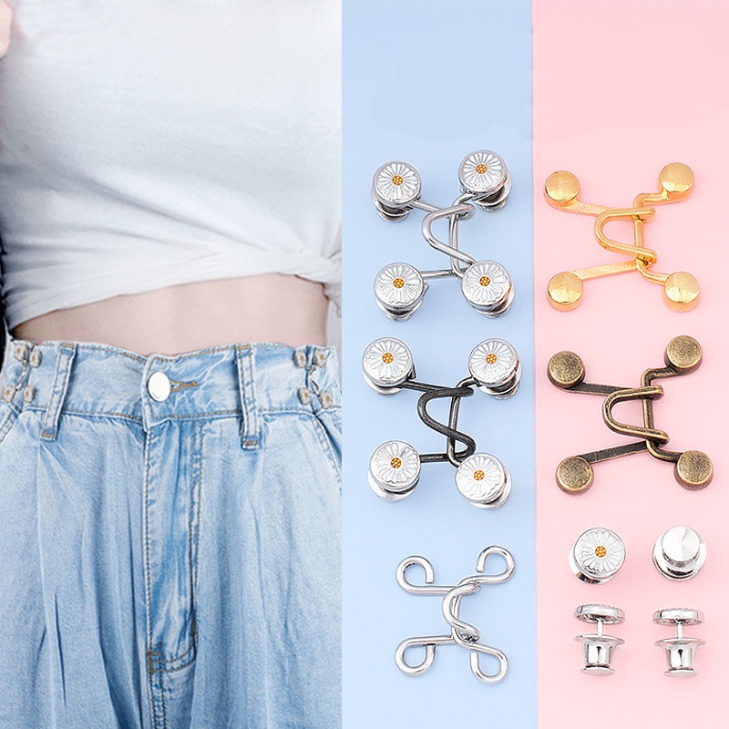 Thắt Lưng Quần Jeans Không Cần Đóng Nút Kim Loại Có Thể Điều Chỉnh