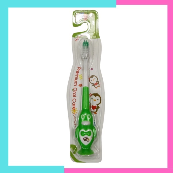 Bàn chải đánh răng cho bé bàn chải lông mềm cho trẻ em từ 3-8 tuổi Sky  có đế hít