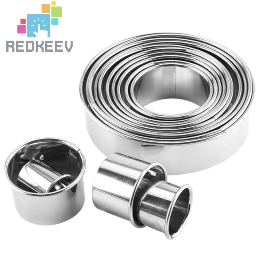 Bộ 14 khuôn làm bánh xếp hình tròn bằng thép không gỉ