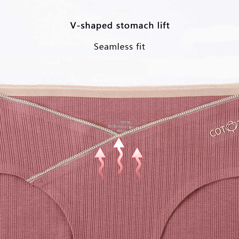 AOFEIQIKE Quần lót lụa cotton tơ tằm in kẻ sọc liền mạch thoáng khí chống vi khuẩn cỡ M-XL cho nữ
