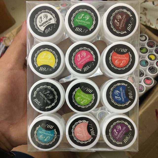 Set gel đặc vẽ nổi 12 màu