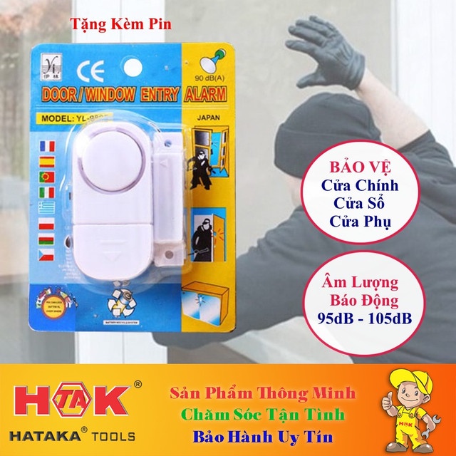 CHUÔNG TỪ Cảm Biến Gắn Cửa Báo Động Chống Trộm Loại 1, Nhỏ Gọn, Bí Mật, Ấm Thanh 90Db - Kèm Sẵn Pin