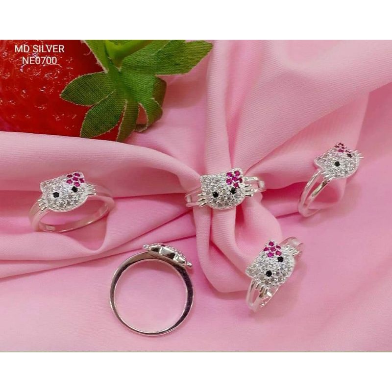 nhẫn bạc kitty bé free size