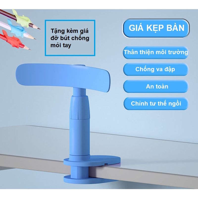 Giá kẹp bàn học điều chỉnh tư thế ngồi, chống gù lưng, chống cận thị tiện lợi hình đuôi cá voi - Tặng kèm giá đỡ bút