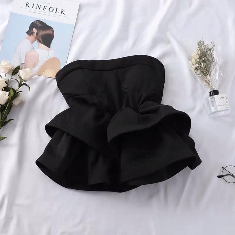 RẺ NHẤT SHOPEE áo peplum bèo xếp tầng cúp ngực crotop nhún eo quảng châu