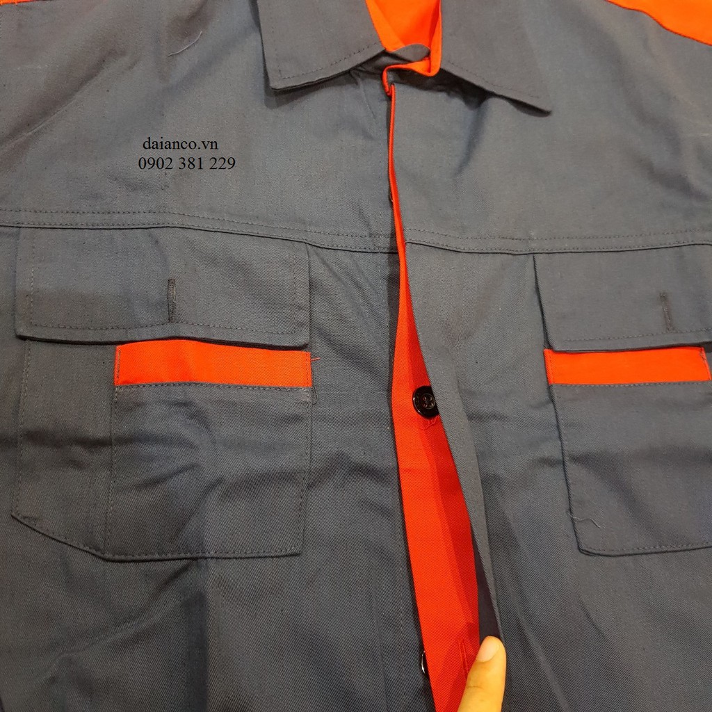 Bộ quần áo bảo hộ, quần áo kỹ sư màu xanh đen phối đỏ - DA11