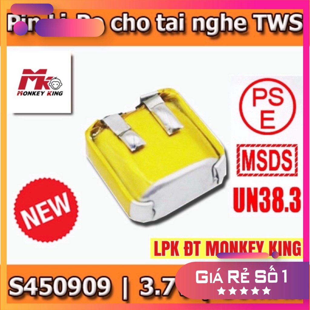 Pin Li-Po 3.7V 450909 30mAh (Lithium Polyme) cho tai nghe Bluetooth [ LPK ĐT MONKEY KING]