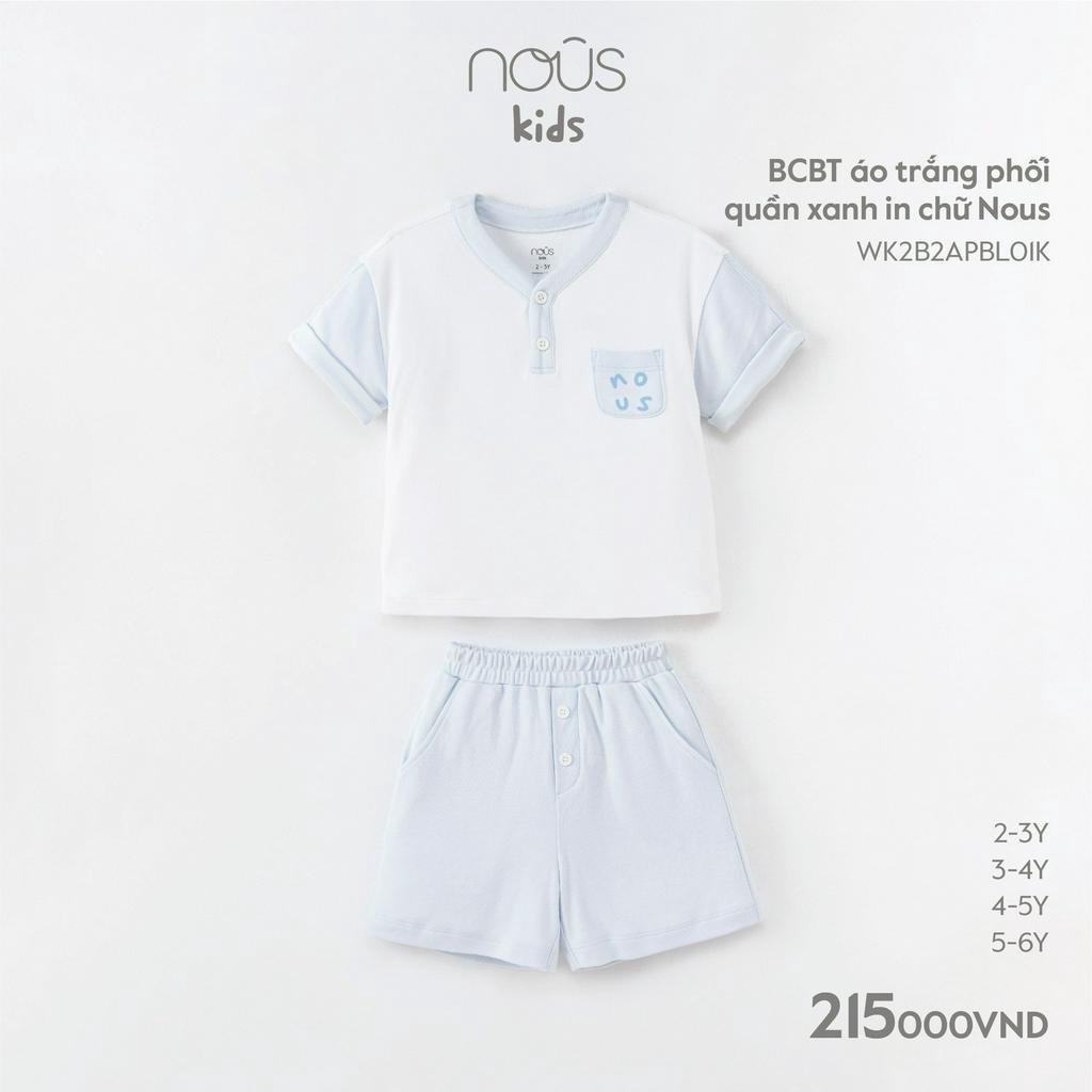 Bộ quần áo trẻ em nous kids bé trai đủ màu, chất liệu nu doux mềm mát, thoáng khí Nous Bình Dương