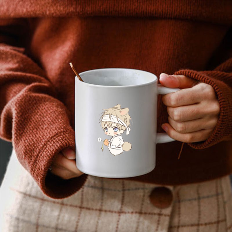 Cốc sứ trắng in hình NO LOVE ZONE anime chibi dễ thương xinh xắn