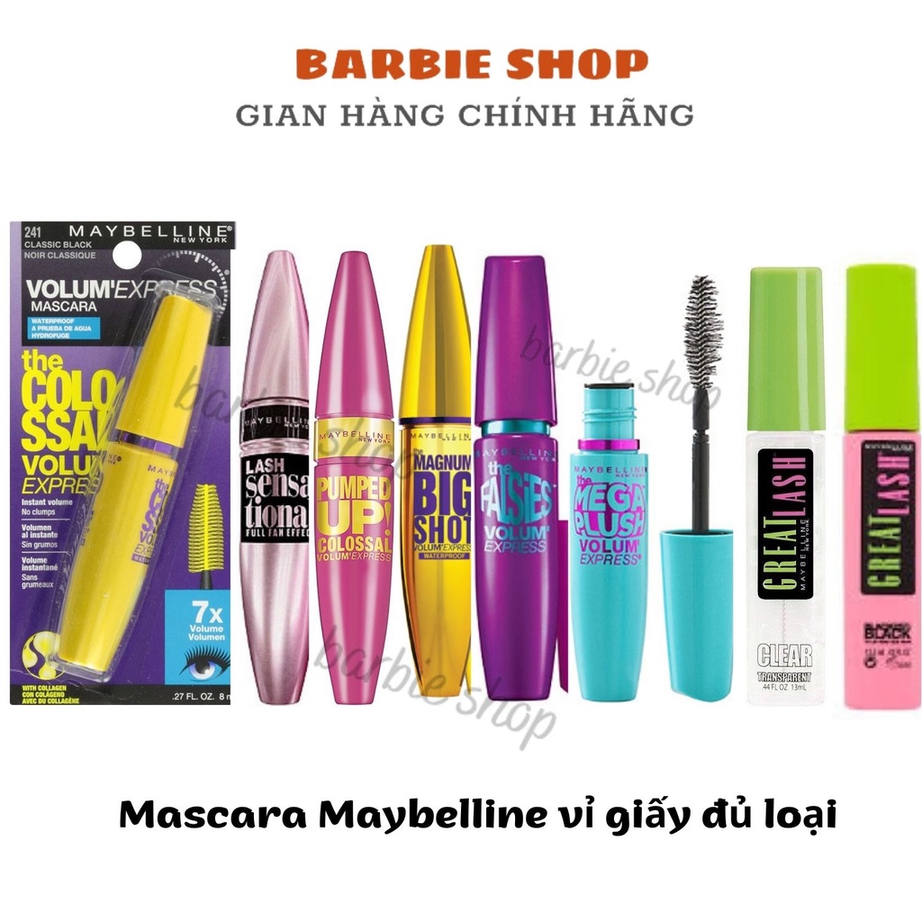Mascara Maybelline Có Vỉ Đủ Loại - Dưỡng Mi , Cong , Dài và Dày Mi