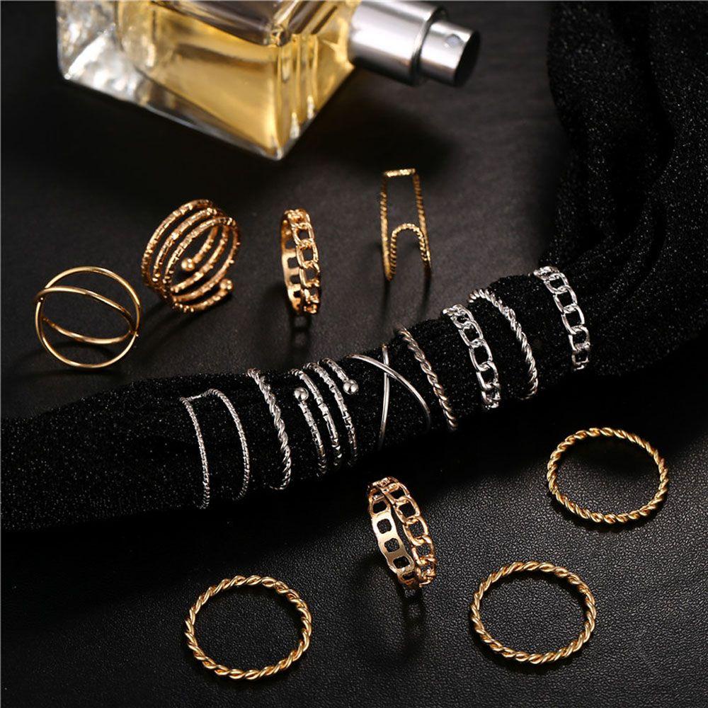 Bộ Nhẫn Tròn Phong Cách Punk Cá Tính Cho Nữ|Khuyên Tai Dạng Xoắn Màu Sắc Bạc