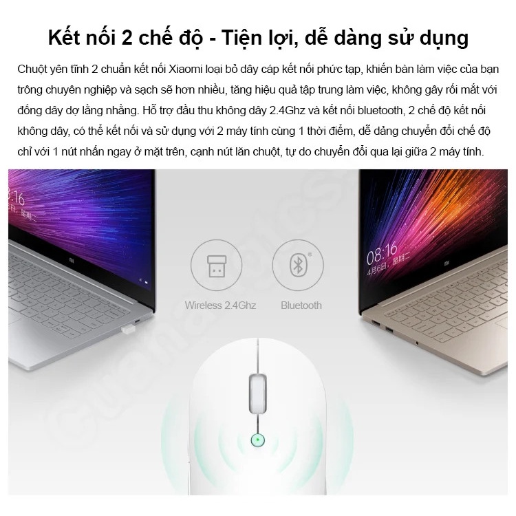 Chuột Không Dây Xiaomi Mi Dual Mode Wireless Mouse Silent Edition  - Hỗ trợ Macbook, Máy tính bảng