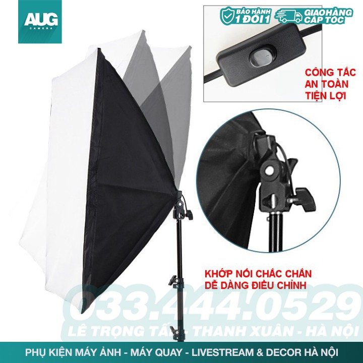 Đèn Chụp Ảnh Sản Phẩm, Bộ Đèn Studio, quay phim, Livestream chuyên nghiệp, chân đèn cao 2m kèm Softbox 50x70cm