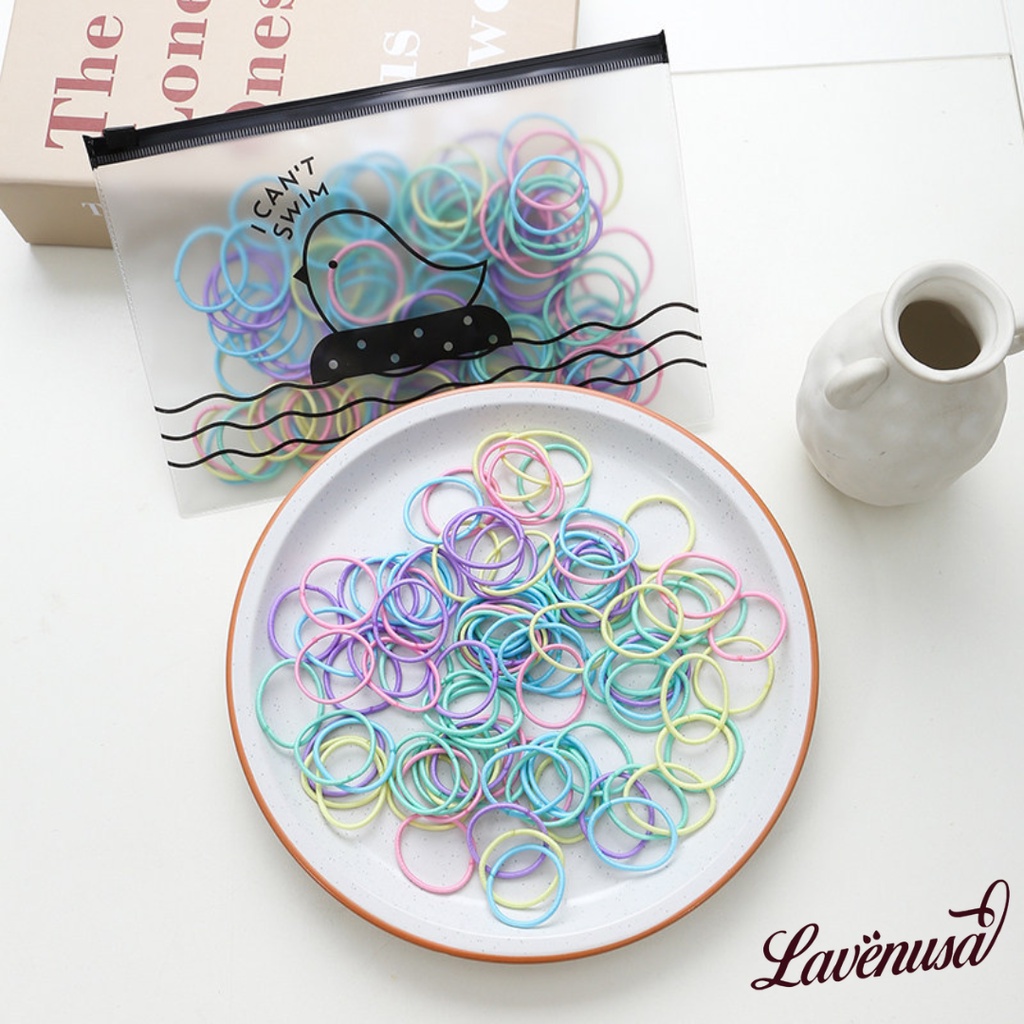 Dây buộc tóc chun cột tóc trơn nhiều màu túi zip 100 cái LAVENUSA CT07