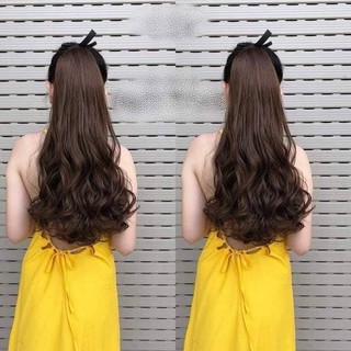Đuôi tóc giả cột xoăn đuôi CAO CẤP (loại dày). Cột đuôi tóc dài 55 cm xoăn đuôi HÀN QUỐC, mẫu mới thất 2021