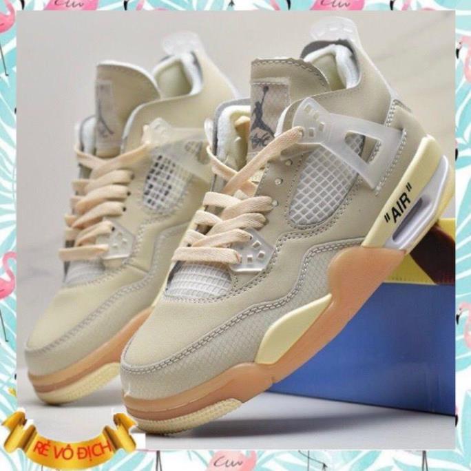 Giày Jordan 4 kem sữa off thể thao sneaker Hot Trend [Full box, Full bill]