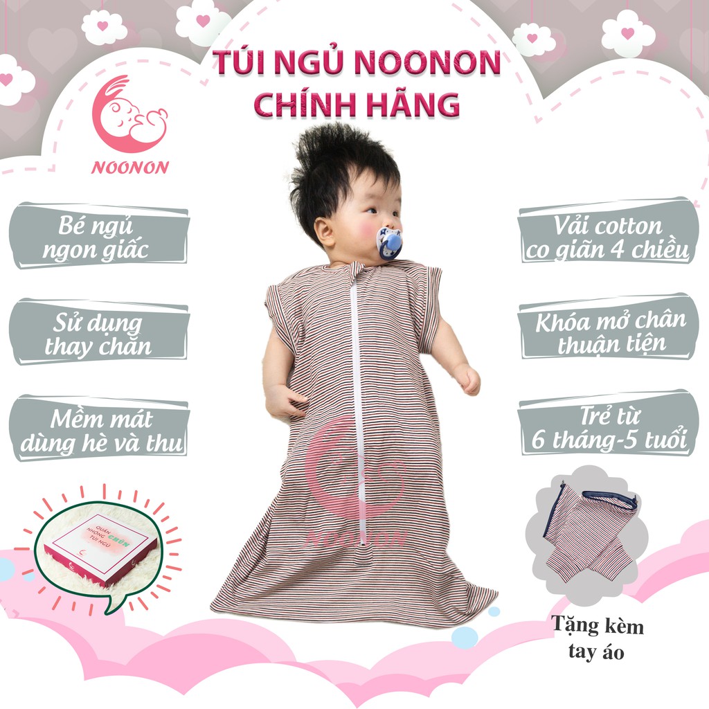 Túi Ngủ Cho Bé 𝑭𝑹𝑬𝑬𝑺𝑯𝑰𝑷  Chăn Hè Giúp Bé Ngủ Ngon - Noonon - TNHT01