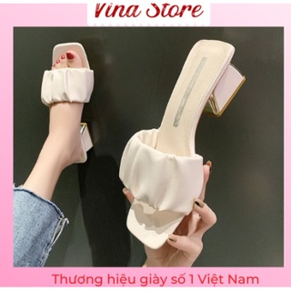 Giày cao gót/ guốc dép nữ 3- 5 phân đế vuông siêu hot quai nhún bèo ho