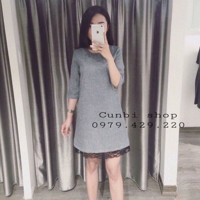 Váy Suông A Phối Gấu Ren