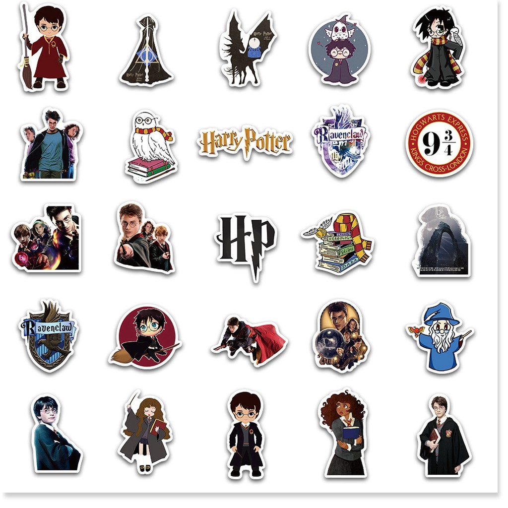 Set 50 hình dán graffiti họa tiết phim Harry Potter chống thấm nước