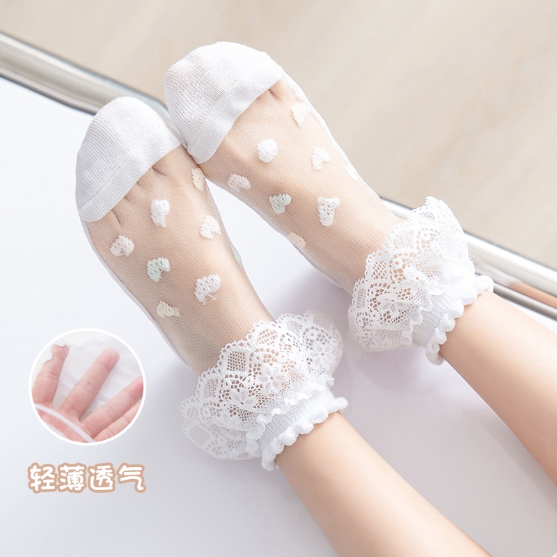 Set 5 Đôi Vớ Ren Mỏng Thoáng Khí Thời Trang Mùa Hè Cho Bé Gái