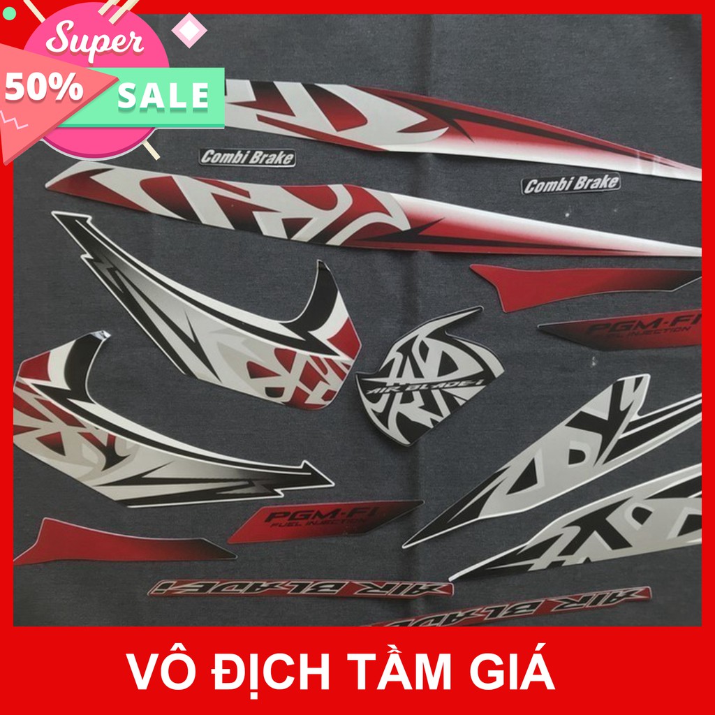 [GIÁ GỐC]  NGUYÊN BỘ TEM DÁN XE HONDA AIRBLADE THÁI 2011 3 LỚP MÀU ĐỎ TRẮNG