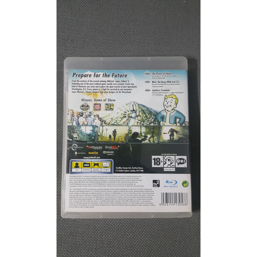 Đĩa game PS3 fallout 3 hộp đầy đủ