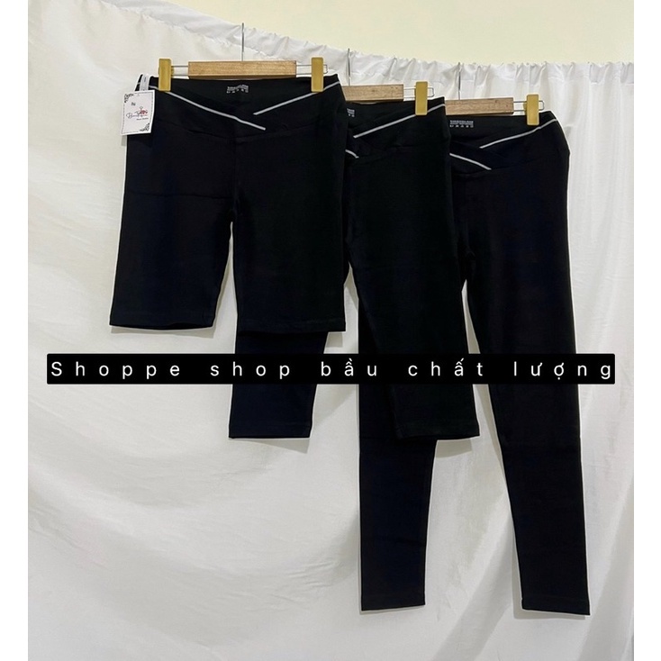 QUẦN BẦU CẠP CHÉO BOZIP VIỀN CHỮ LEGGING BẦU CHÉO ĐÙI NGỐ DÀI