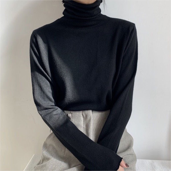 Áo len cao cổ mỏng nữ dài tay nữ thu đông giữ nhiệt basic trắng đen be nâu | BigBuy360 - bigbuy360.vn