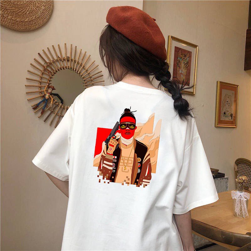 Áo thun tay lỡ nữ form rộng phong cách Nhật Bản form rộng vải dày mịn 2020T1876