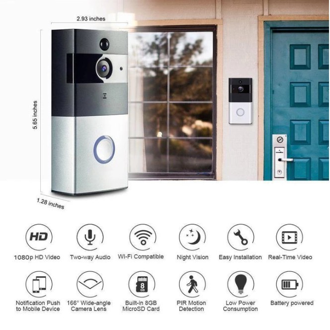 Chuông nhà cửa có hệ thống chống trộm tích hợp camera Wifi thông minh VISION - HanruiOffical