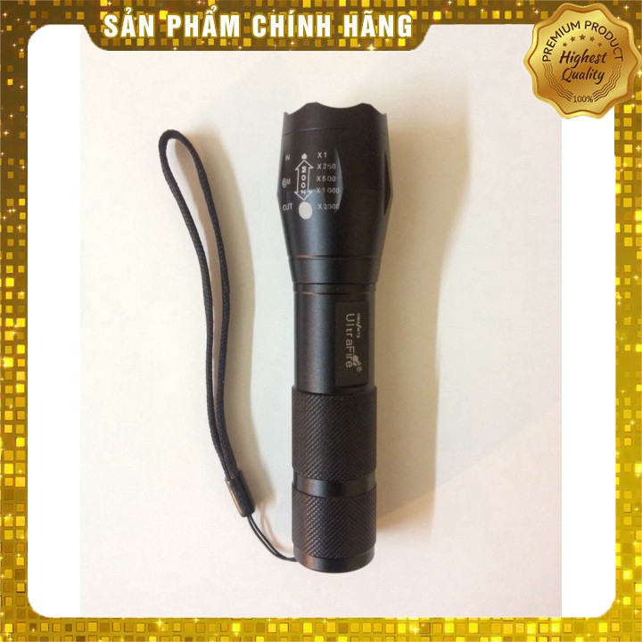 [HÀNG CHÍNH HÃNG] Đèn Pin Siêu Sáng Cầm Tay Ultrafire XML-T6 (Đen) + Pin sạc 18650 + Bộ Sạc Pin