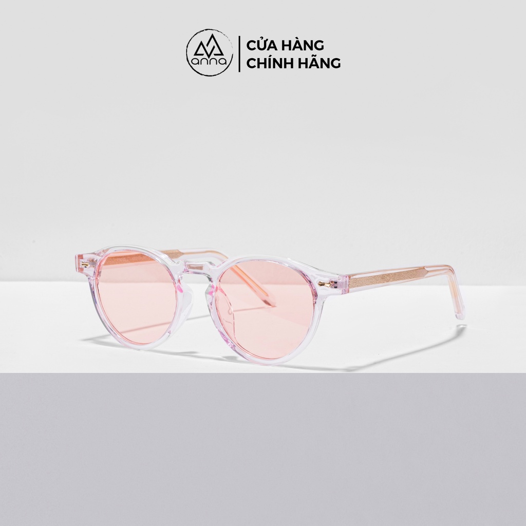 Kính mát nam nữ thời trang ANNA dáng tròn gọng nhựa mắt râm chống tia UV RCT090