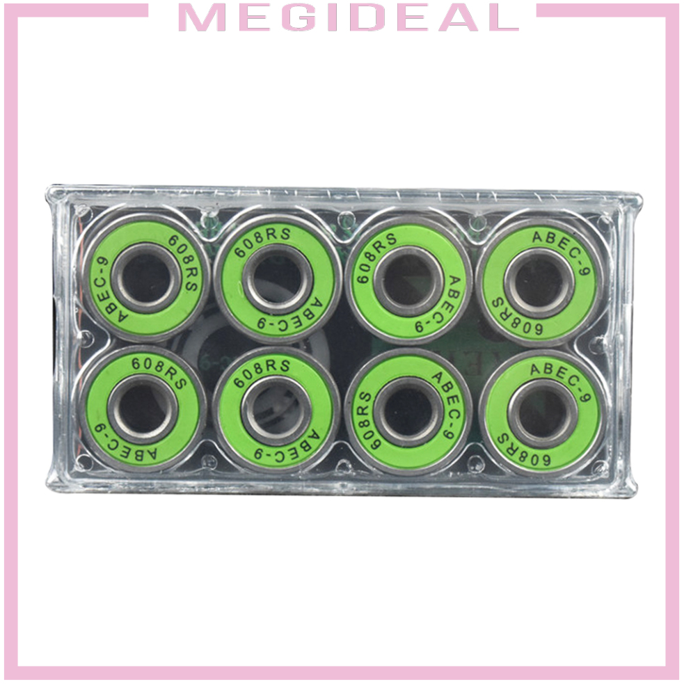 [MEGIDEAL]8Pcs 608 RS Skateboard Bearings - Frictionless ABEC 9 Roller Bearings for Skate Boards Scooters Longboards - High Precision Replacements - Sealed