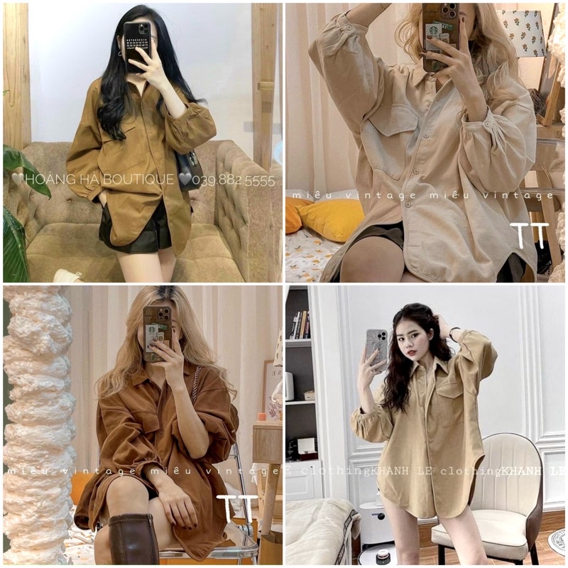 Áo sơ mi nhung tăm vạt bầu , dáng rộng nhiều màu hot | BigBuy360 - bigbuy360.vn