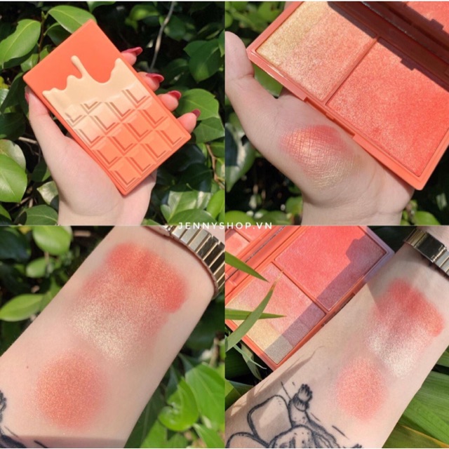 Phấn má hồng và highlight Revolution peach