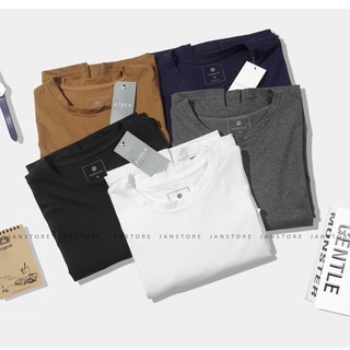 Áo thun trơn cổ tròn đen trắng chất cotton nam nữ Jan Store , áo phông ngắn tay unisex basic