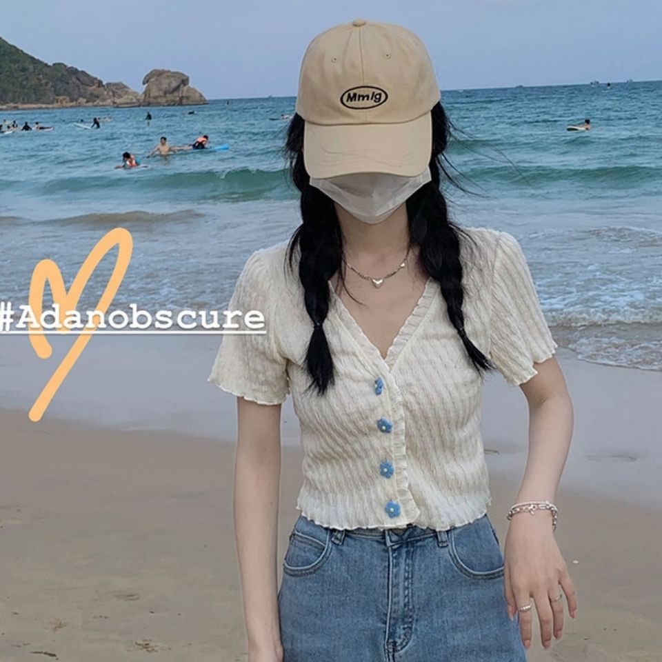 Áo Thun Tay Ngắn Phối Bèo Thời Trang Mùa Hè Dành Cho Nữ