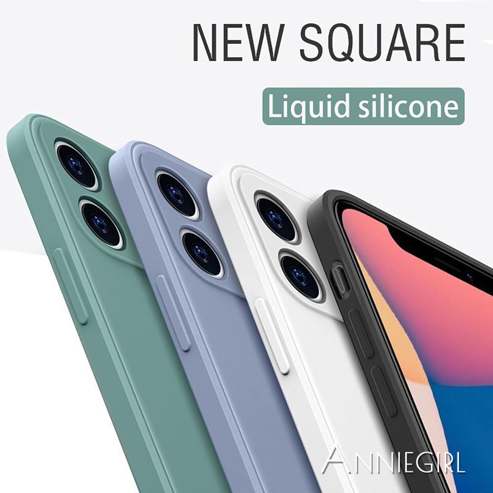 Ốp lưng silicon mềm dáng vuông bảo vệ ống kính camera màu trơn cho iPhone 12 11 Pro Max X Xs Max XR 6 8 7 Plus SE 2020